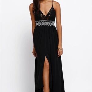 ASTR The Label Black Paola Crochet‎ Maxi Dress